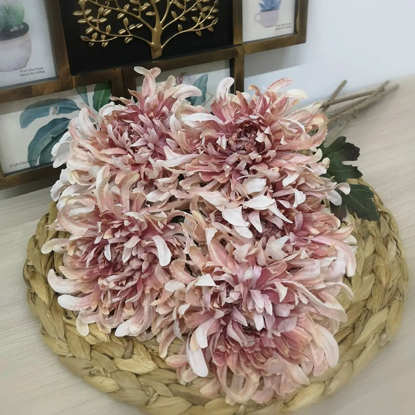 Искусственные цветы в Альметьевске | Цветок искусственный «Хризантема», персиково-розовая, одиночный