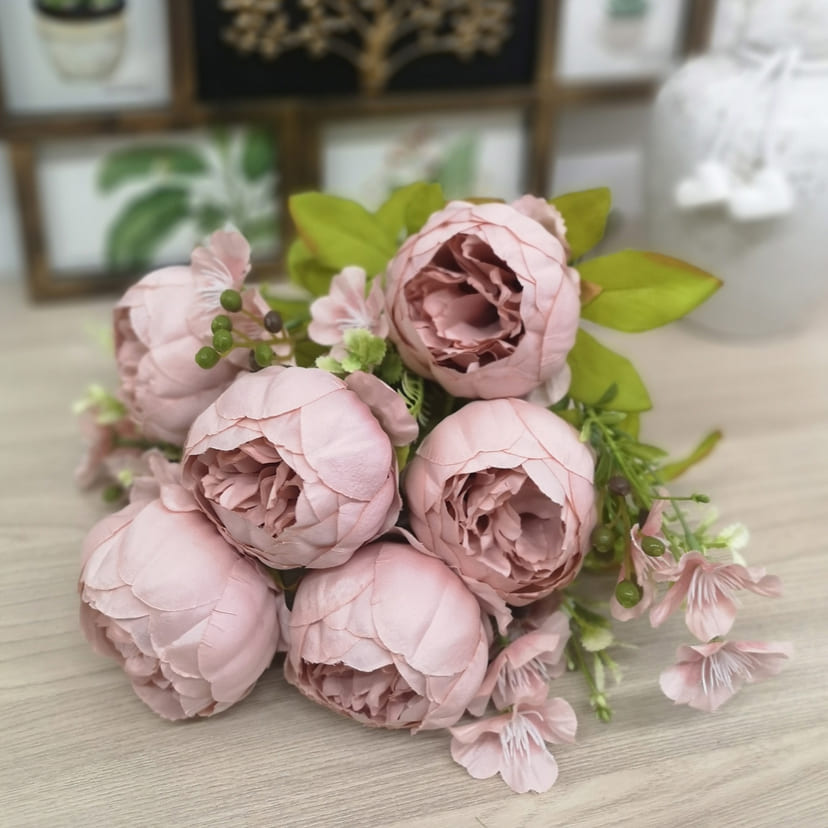 Искусственные цветы в Альметьевске | Цветы искусственные «Пионы», розовый, винтаж, букет