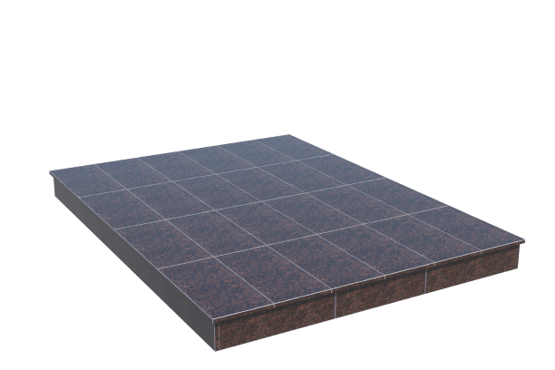 Площадки на могилу в Альметьевске | Площадка с вертикальной (15 см) облицовкой Дымовским гранитом