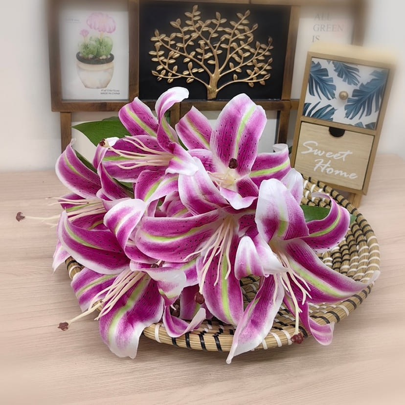 Искусственные цветы в Альметьевске | Цветы искусственные «Лилии крупные», розово-сиреневые, букет