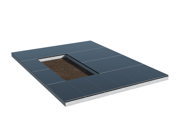 Площадки на могилу в Альметьевске | Площадка с облицовкой гранитом Габбро (под цветник)