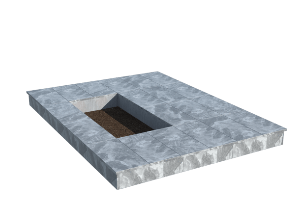 Площадки на могилу в Альметьевске | Площадка с вертикальной (15 см) мраморной облицовкой (под цветник)