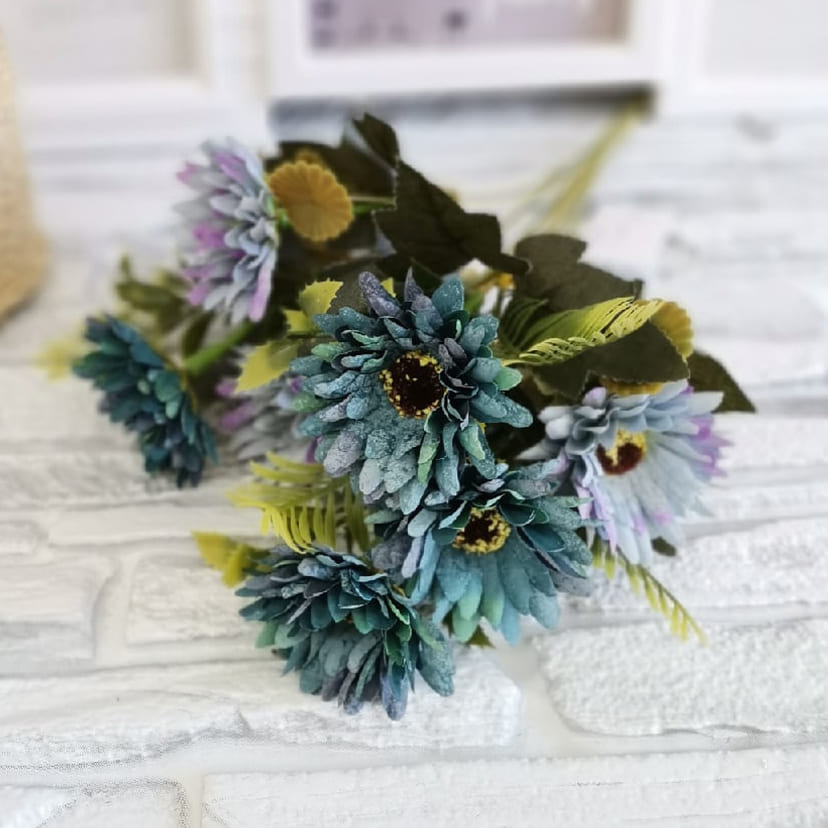 Искусственные цветы в Альметьевске | Цветы искусственные «Ромашки», фиолетово-голубые, букет