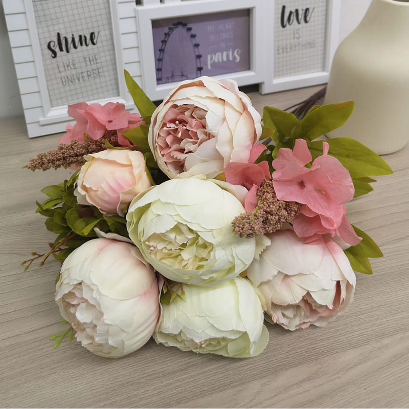 Искусственные цветы в Альметьевске | Цветы искусственные «Пионы», молочно-розовые, букет