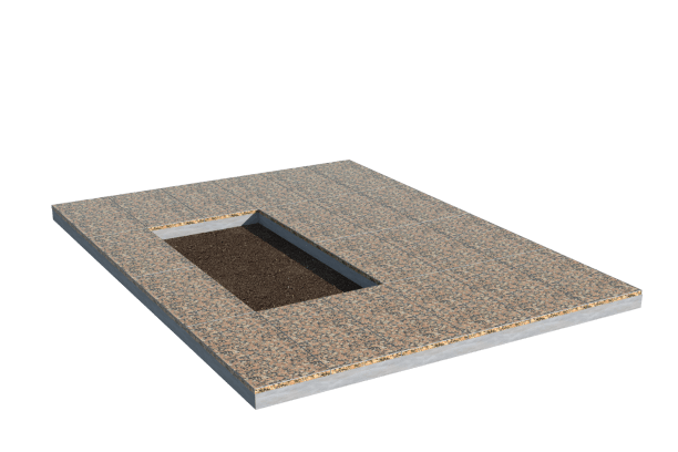 Площадки на могилу в Альметьевске | Площадка с облицовкой Южно-Султаевским гранитом (под цветник)