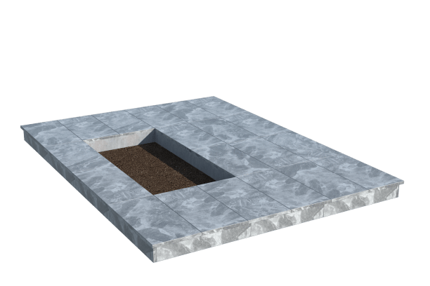 Площадки на могилу в Альметьевске | Площадка с вертикальной (10 см) мраморной облицовкой (под цветник)