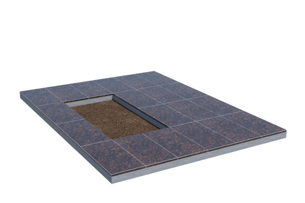 Площадки на могилу в Альметьевске | Площадка с облицовкой Дымовским гранитом (под цветник)