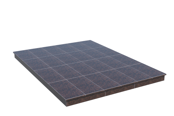 Площадки на могилу в Альметьевске | Площадка с вертикальной (10 см) облицовкой Дымовским гранитом